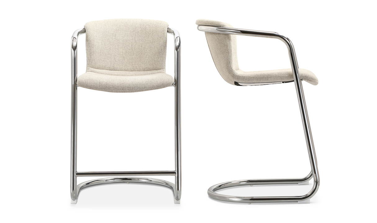 Freeman Chrome Frame Counter Stool Blended Cream by Moe's Home at Eve Furniture