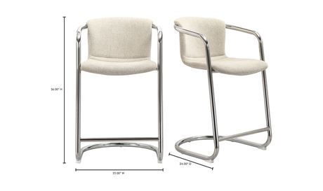 Freeman Chrome Frame Counter Stool Blended Cream by Moe's Home at Eve Furniture