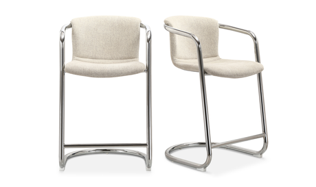 Freeman Chrome Frame Counter Stool Blended Cream by Moe's Home at Eve Furniture