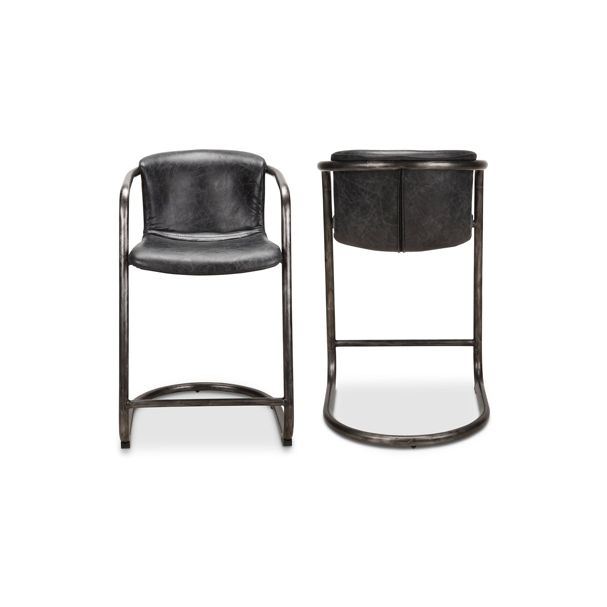Freeman Onyx Black Leather Counter Stool (Set of 2) by MOES at Eve Furniture