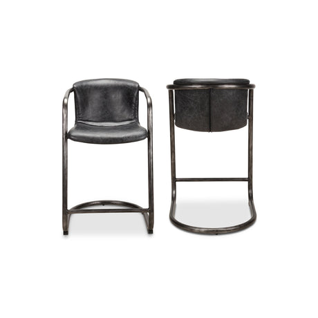 Freeman Onyx Black Leather Counter Stool (Set of 2) by MOES at Eve Furniture