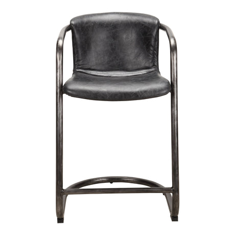 Freeman Onyx Black Leather Counter Stool (Set of 2) by MOES at Eve Furniture