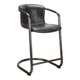 Freeman Onyx Black Leather Counter Stool (Set of 2) by MOES at Eve Furniture