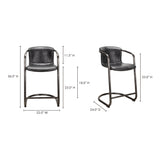Freeman Onyx Black Leather Counter Stool (Set of 2) by MOES at Eve Furniture