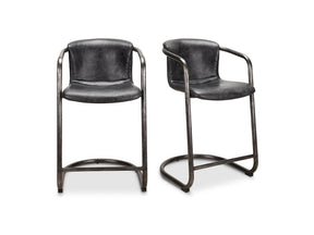 Freeman Onyx Black Leather Counter Stool (Set of 2) by MOES at Eve Furniture