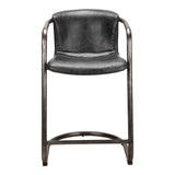 Freeman Onyx Black Leather Counter Stool (Set of 2) by Moe's Home at Eve Furniture