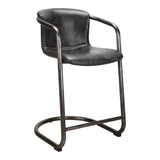 Freeman Onyx Black Leather Counter Stool (Set of 2) by Moe's Home at Eve Furniture