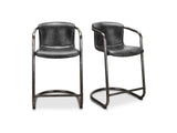 Freeman Onyx Black Leather Counter Stool (Set of 2) by Moe's Home at Eve Furniture