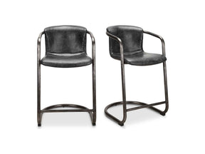 Freeman Onyx Black Leather Counter Stool (Set of 2) by Moe's Home at Eve Furniture