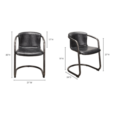 Freeman Onyx Black Leather Dining Chair (Set of 2) by MOES at Eve Furniture