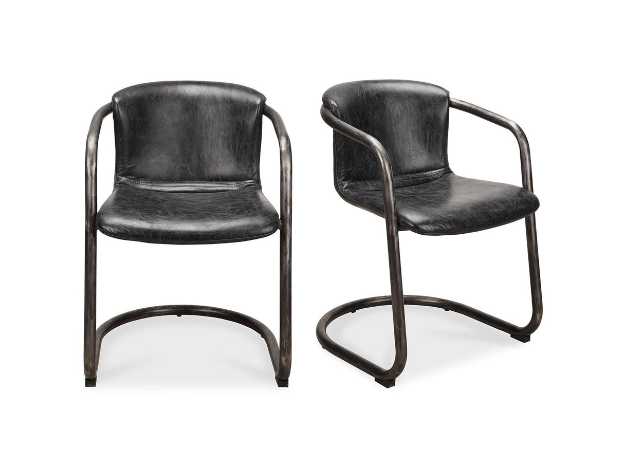 Freeman Onyx Black Leather Dining Chair (Set of 2) by MOES at Eve Furniture
