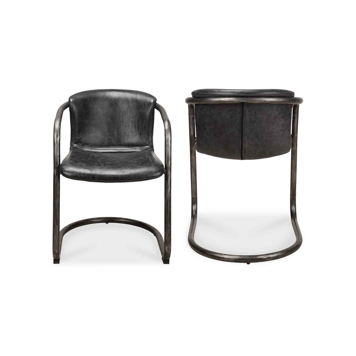Freeman Onyx Black Leather Dining Chair (Set of 2)