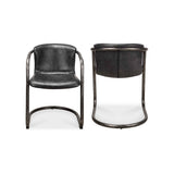 Freeman Onyx Black Leather Dining Chair (Set of 2)