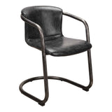 Freeman Onyx Black Leather Dining Chair (Set of 2)