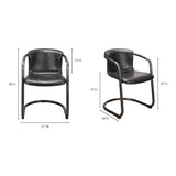 Freeman Onyx Black Leather Dining Chair (Set of 2) by Moe's Home at Eve Furniture