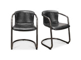 Freeman Onyx Black Leather Dining Chair (Set of 2)