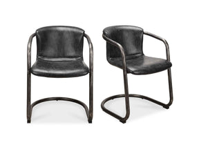 Freeman Onyx Black Leather Dining Chair (Set of 2)