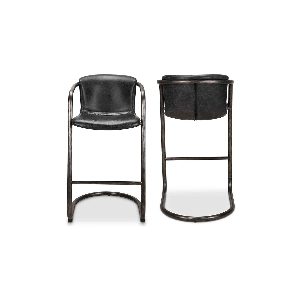 Freeman Two Barstool Onyx Black Leather Set Of by Moe's Home at Eve Furniture
