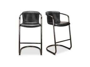 Freeman Two Barstool Onyx Black Leather Set Of by Moe's Home at Eve Furniture