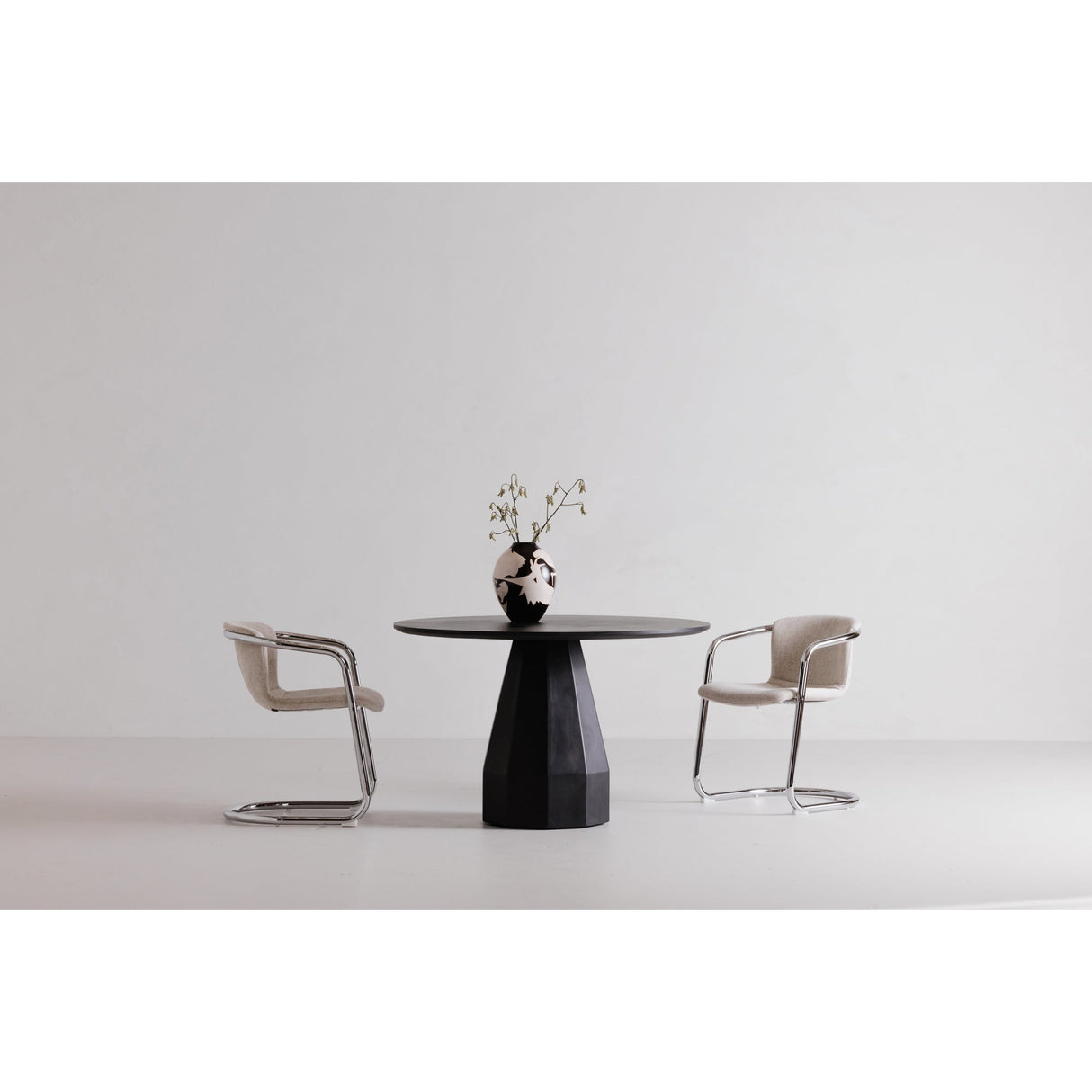Freeman Two Chrome Frame Dining Chaired Cream by MOES at Eve Furniture