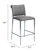 Freesia Charcoal Gray Barstool (Set of 2) by Zuomod at Eve Furniture