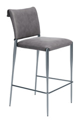 Freesia Charcoal Gray Barstool (Set of 2) by Zuomod at Eve Furniture