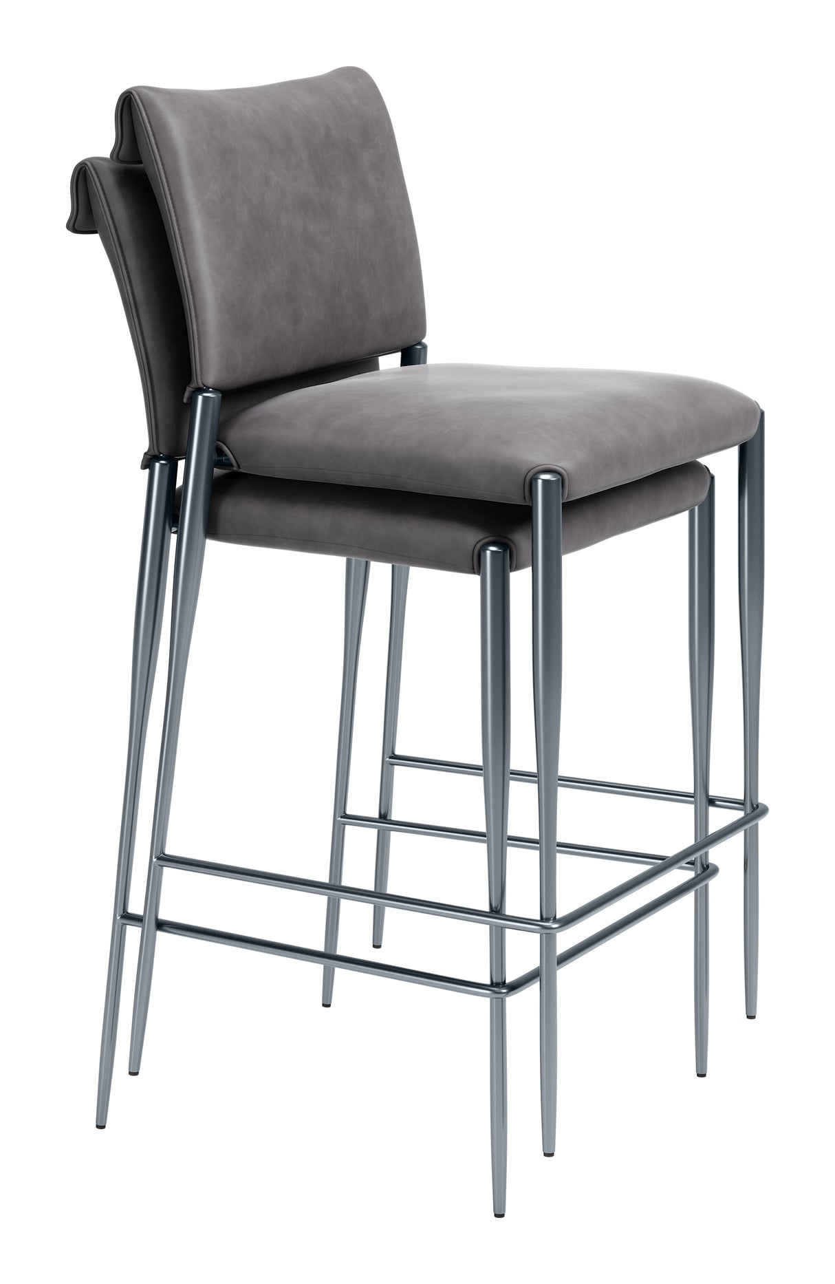 Freesia Charcoal Gray Barstool (Set of 2) by Zuomod at Eve Furniture