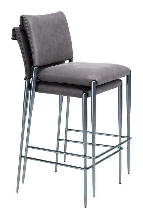 Freesia Charcoal Gray Barstool (Set of 2) by Zuomod at Eve Furniture