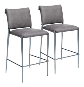 Freesia Charcoal Gray Barstool (Set of 2) by Zuomod at Eve Furniture
