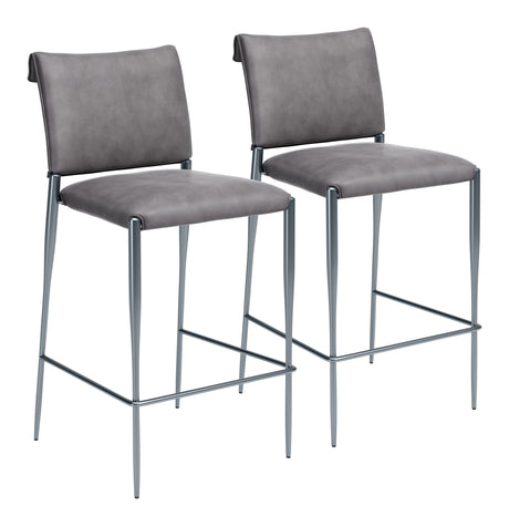 Freesia Charcoal Gray Barstool (Set of 2) by Zuomod at Eve Furniture