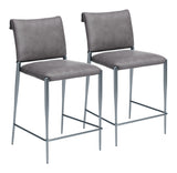 Freesia Charcoal Gray Counter Stool (Set of 2) by Zuomod at Eve Furniture