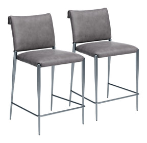 Freesia Charcoal Gray Counter Stool (Set of 2) by Zuomod at Eve Furniture