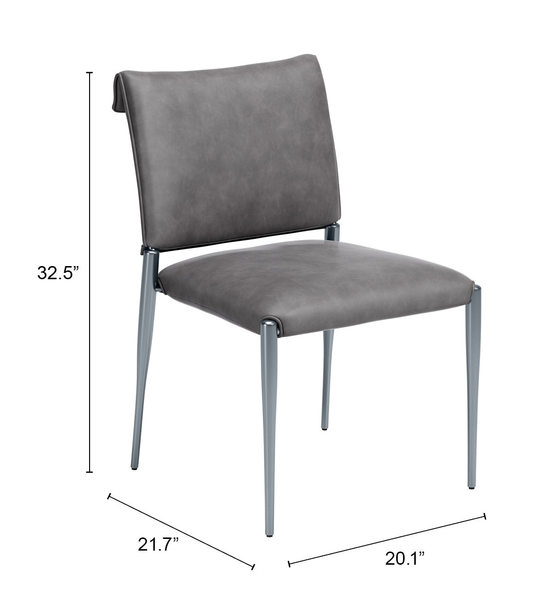 Freesia Charcoal Gray Dining Chair (Set of 2) by Zuomod at Eve Furniture