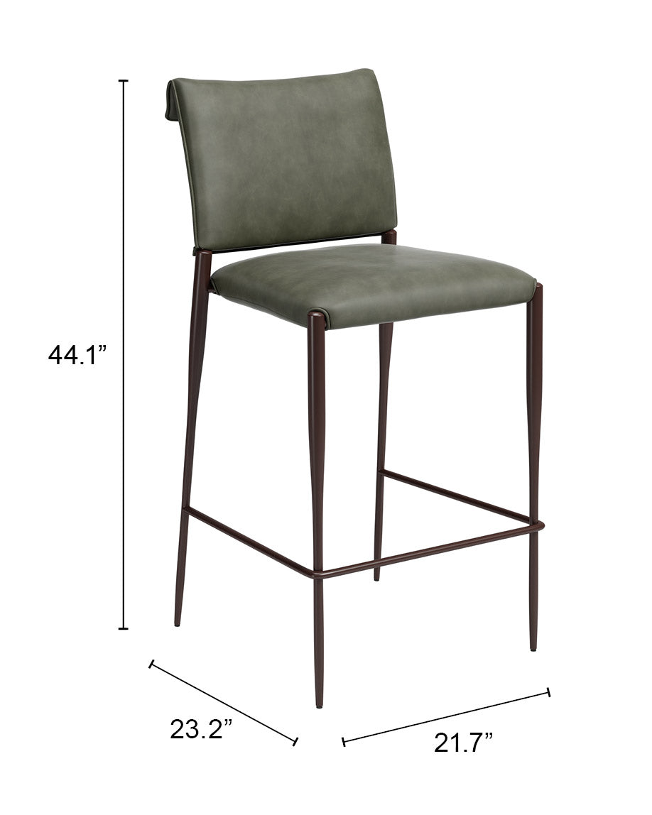 Freesia Olive Green Barstool (Set of 2) by Zuomod at Eve Furniture