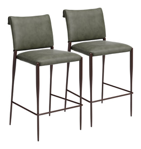 Freesia Olive Green Barstool (Set of 2) by Zuomod at Eve Furniture
