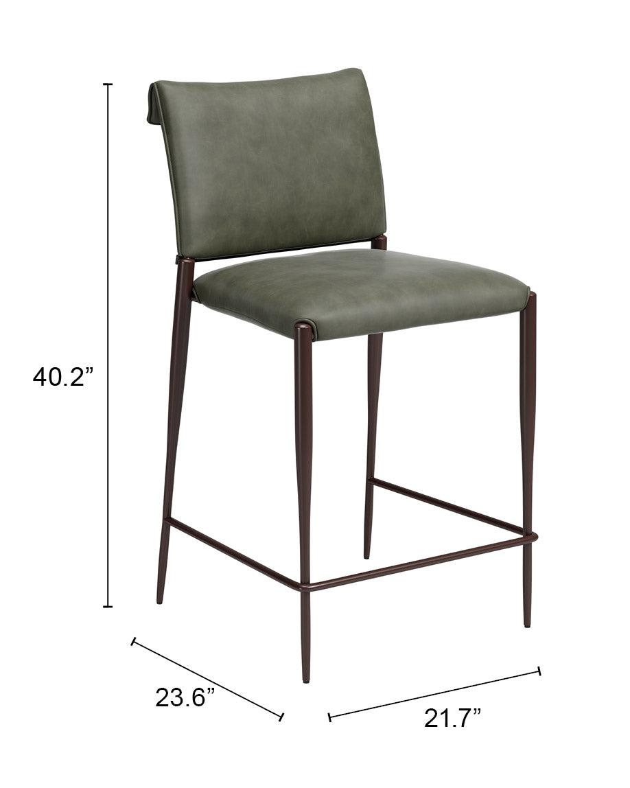 Freesia Olive Green Counter Stool (Set of 2) by Zuomod at Eve Furniture