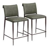 Freesia Olive Green Counter Stool (Set of 2) by Zuomod at Eve Furniture