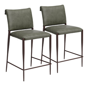 Freesia Olive Green Counter Stool (Set of 2) by Zuomod at Eve Furniture