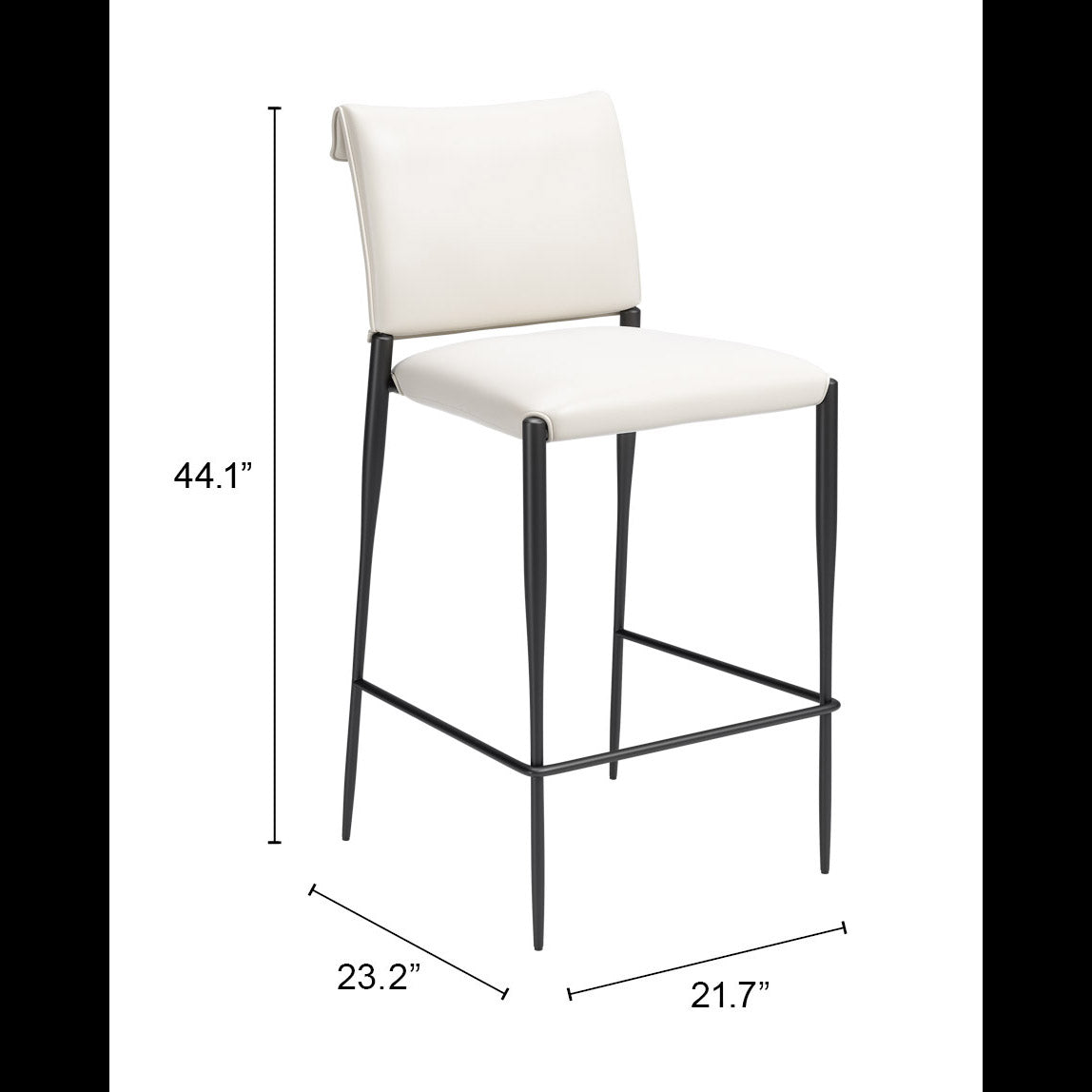 Freesia White Barstool (Set of 2) by Zuomod at Eve Furniture
