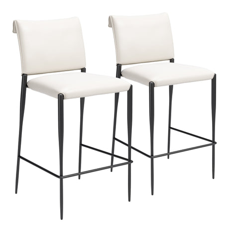 Freesia White Barstool (Set of 2) by Zuomod at Eve Furniture