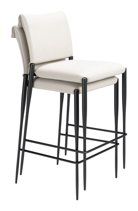 Freesia White Barstool (Set of 2) by Zuomod at Eve Furniture