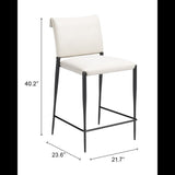 Freesia White Counter Stool (Set of 2) by Zuomod at Eve Furniture