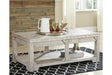 Fregine Whitewash Coffee Table with Lift Top by Ashley at Eve Furniture
