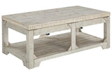 Fregine Whitewash Coffee Table with Lift Top by Ashley at Eve Furniture