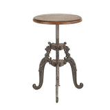 French Vintage 16" Adjustable Stool in Weathered Teak by Home Trends & Design at Eve Furniture