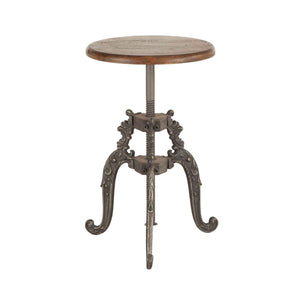 French Vintage 16" Adjustable Stool in Weathered Teak by Home Trends & Design at Eve Furniture