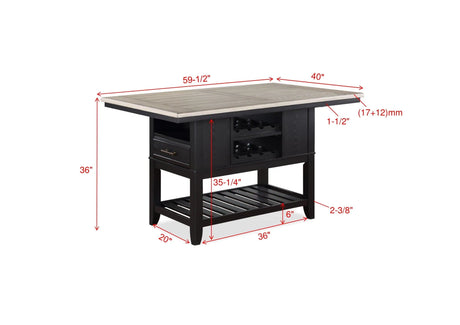 Frey Black and Gray Counter Height Table by Crown Mark at Eve Furniture