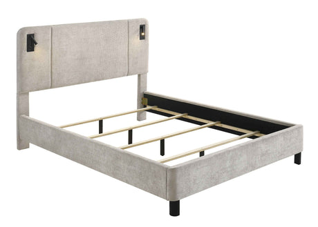Freya Light Gray King Upholstered Bed by Crown Mark at Eve Furniture