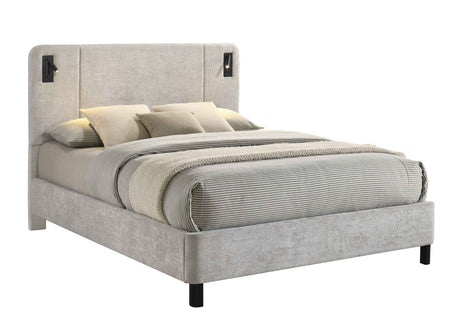 Freya Light Gray King Upholstered Bed by Crown Mark at Eve Furniture
