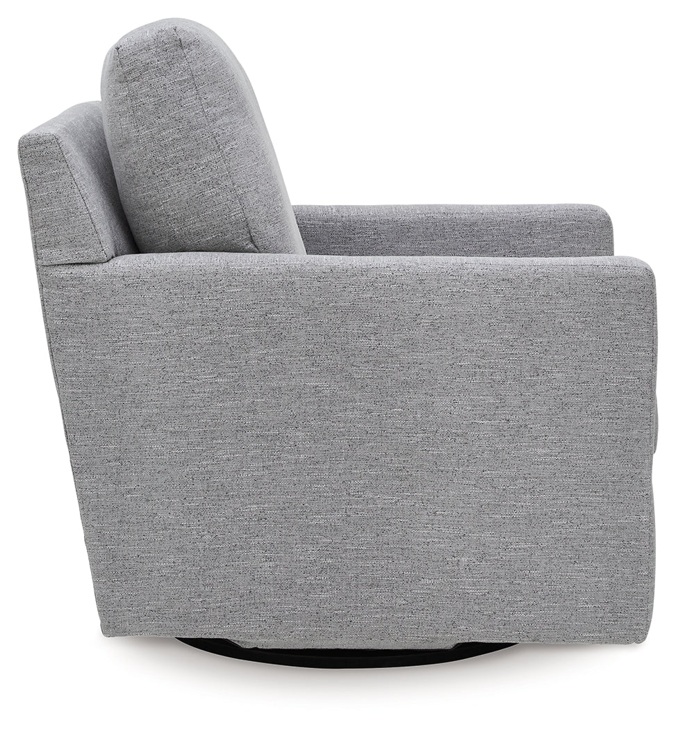 Freybourne Pewter Swivel Accent Chair by Ashley at Eve Furniture